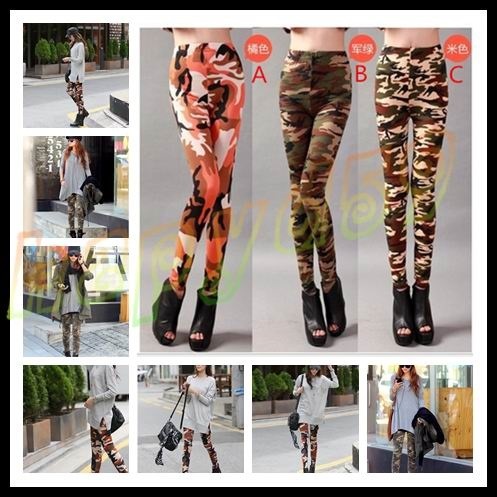 [S$75.25](▼61%)10pcs Fashion elasticity night club camouflage pants sexy printing color women leggings patterned tights girl graffiti leggings
