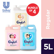 [Bundle of 4] Carton Deal ! Comfort Regular Fabric Softener 5L (Kiss of Flowers/ Touch of Love/ Pure