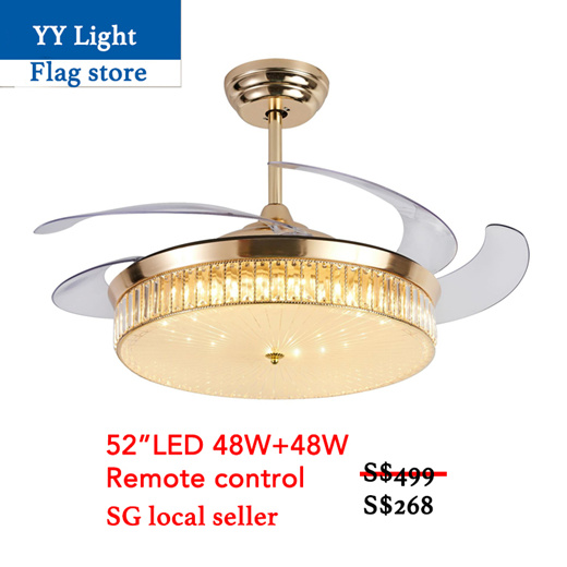 retractable blade ceiling fan with light