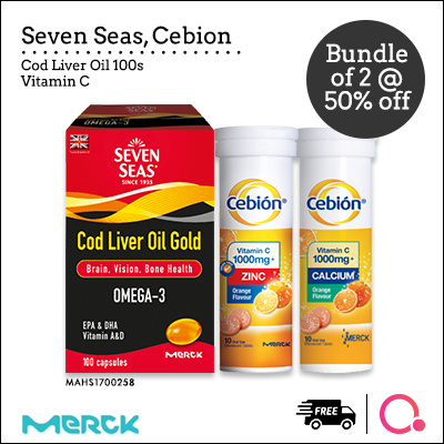 Buy Merck 1 For 1 50 Off Cebion Effervescent Vitamin C 1000mg Seven Seas Cod Liver Oil Deals For Only S 15 2 Instead Of S 0