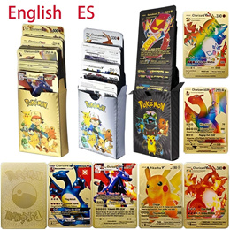 5 Style Pokemon Game Cards Pikachu Gold Silver Black Vmax GX original metal  rare colorful English Spanish Collection letter Toy