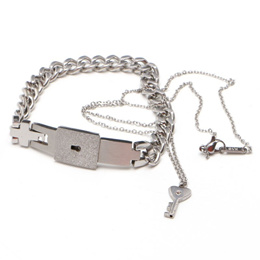 Wholesale SHIXIN Double Layer Rock Hip hop Key Lock Necklace