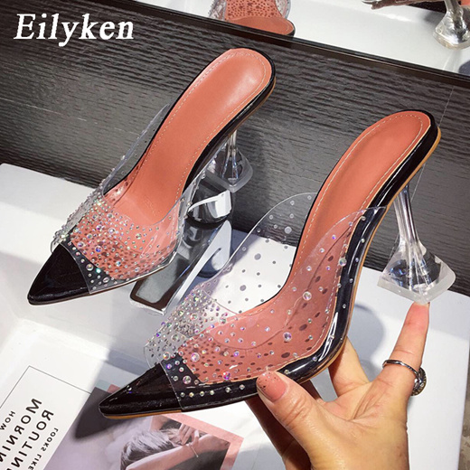 perspex heels with jewels