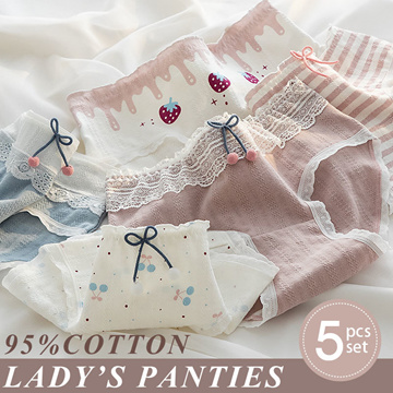 Underwear Women Panties Girls Briefs Cartoon Bear Sexy Lingeries Cotton  100% Intimates Lady Panty Breathable Sexy underwear (Color : 5pcs, Size :  Medium) at  Women's Clothing store