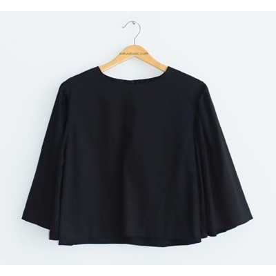 23. wide sleeve blouse - black - free