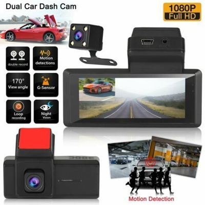 MUSON Dual Display Front and Rear Camera 170-degree Wide-Angle with G-Sensor 24-Hour Parking Monitor Motion Detection Mirror Dash Cam 1080P Full HD 7-inch IPS Touch Screen 