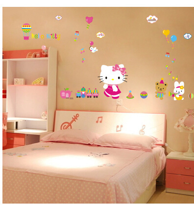 Lovely Childrens Room Wall Stickers Stickers Hello Kitty Hellokitty Bedroom Bed Dormitory Wall Decor