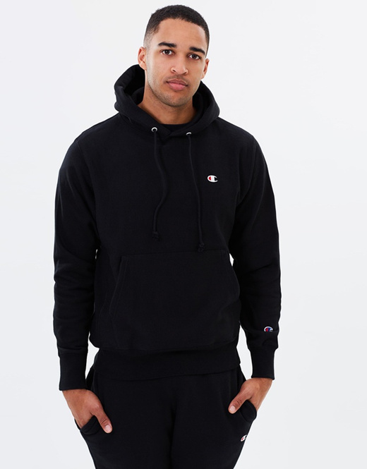 plain black champion hoodie