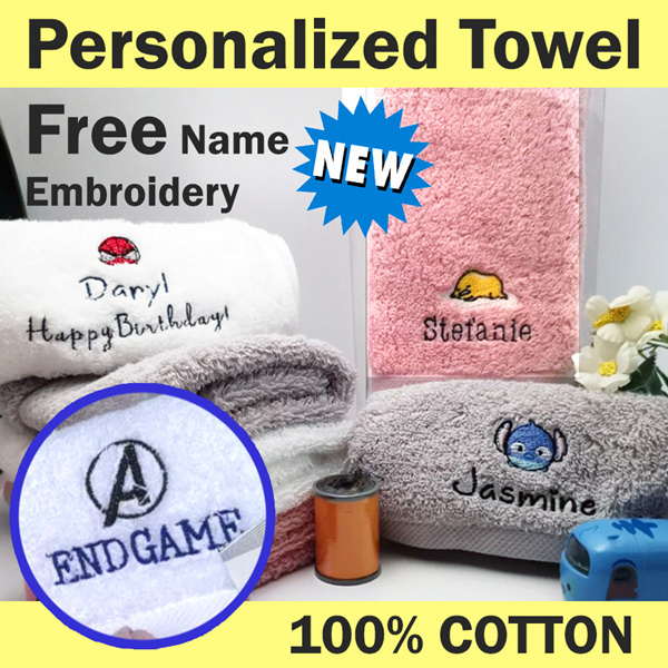 Customized BATH GYM FACE Towel Free Name Embroidery Personalized Cotton Kids GIFT Events Deals for only S$29.9 instead of S$29.9