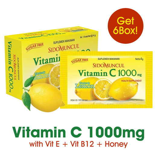 Quube Get 6 Box Sidomuncul Vitamin C 1000 Mg With Vit E Vit B12 Honey 6 Drinks