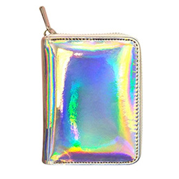 Holographic Geometric Luminous Clutch Wallet Long Lattice Iridescent Purse  Handbag with Coin Pocket for Women Cellphone 