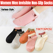SPECIAL : 5 pairs🔥ladies invisible socks|men socks|premium 100% cotton|ankle socks antislip