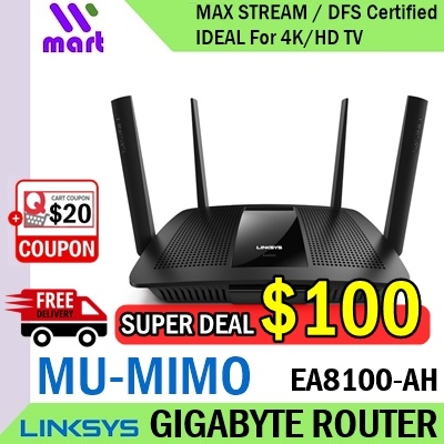 (Local) Linksys EA8100-AH Max-Stream™ AC2600 MU-MIMO Gigabit WiFi Router (DFS Supported)