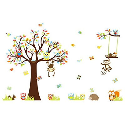 Qoo10 Cartoon Forest Animal Monkey Owls Tree Swing Nursery