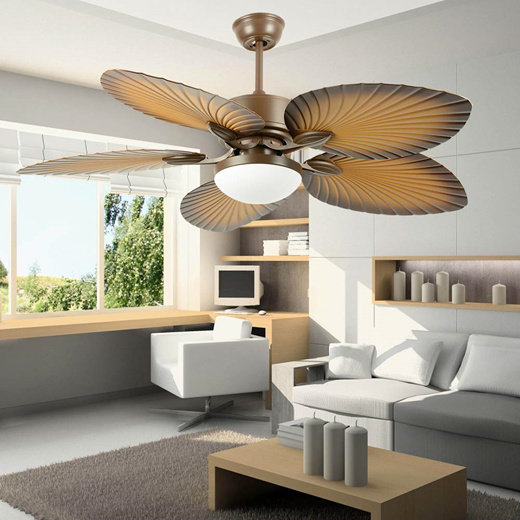 ceiling fan with palm leaf blades