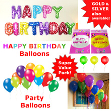[Balloons] Happy Birthday Balloons/ Multicoloured red Gold and Silver foil balloon / 13 Alphabets