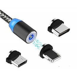 KSJ Multi 3-in-1 Cable Magnetic Charging USB Cable with LED for Android