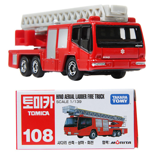 Tomica #108 HINO AERIAL LADDER FIRE TRUCK 1/139 scale Takara Tomy Sealed Diecast 