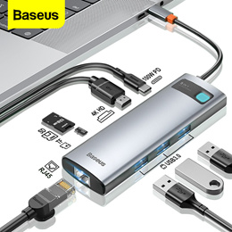 Baseus 베이스어스 USB C 허브 유형 C-HDMI 호환 USB 3.0 어댑터 8 in 1 Type C 허브 도크 MacBook Pro Air USB C 스플리터 / 무료배송