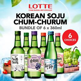 ONE SHOT Korean Soju Bundle of 6 (Assorted Flavours) 360ml x 6