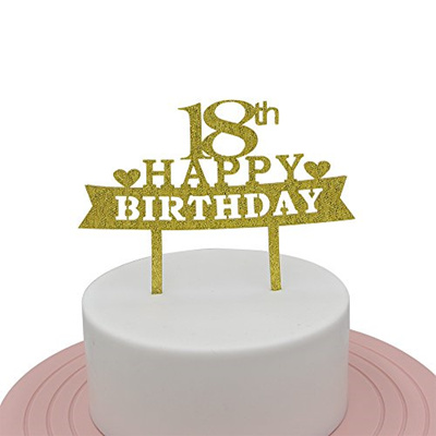  Qoo10  Happy 18th Birthday  Cake Topper Shiny Gold 18th 