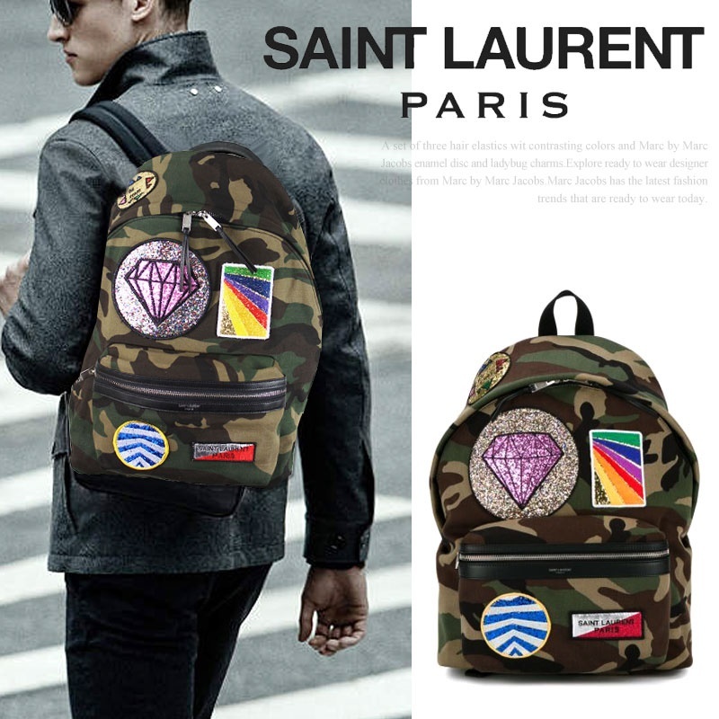 saint laurent patch backpack