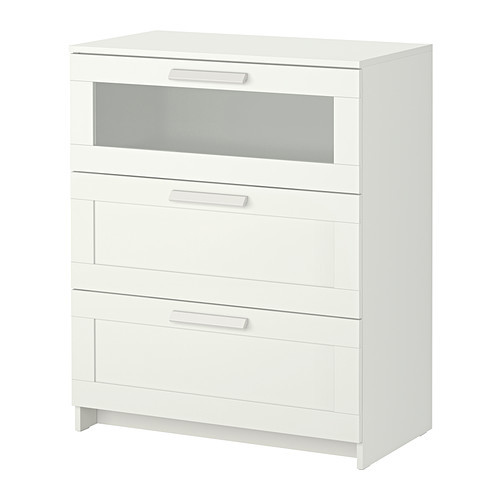 Ikea Brimnes Wardrobe 3 Drawers White Frosted Glass Qoo10