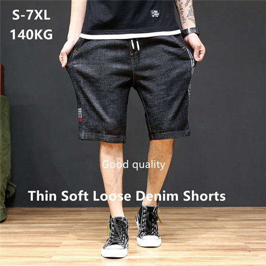 Qoo10 Hot Sale Denim Shorts Mens Soft Loose Black Jeans Short Men Bermuda Ma Women S Clothing