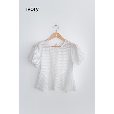 31. stripe peplum blouse - white - free