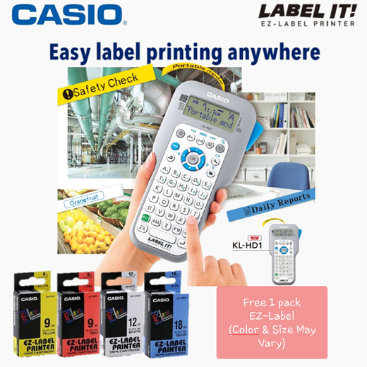 Qoo10 - Casio KL-HD1 Free Extra EZ Label (1BOX)/ Ready Stock/ Local  Warranty! : Stationery & Suppli...