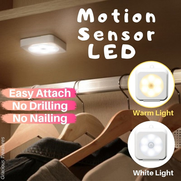 Motion Sensor LED Light Portable LED Easy Magnetic Attachment Wireless Night Light Warm White Light