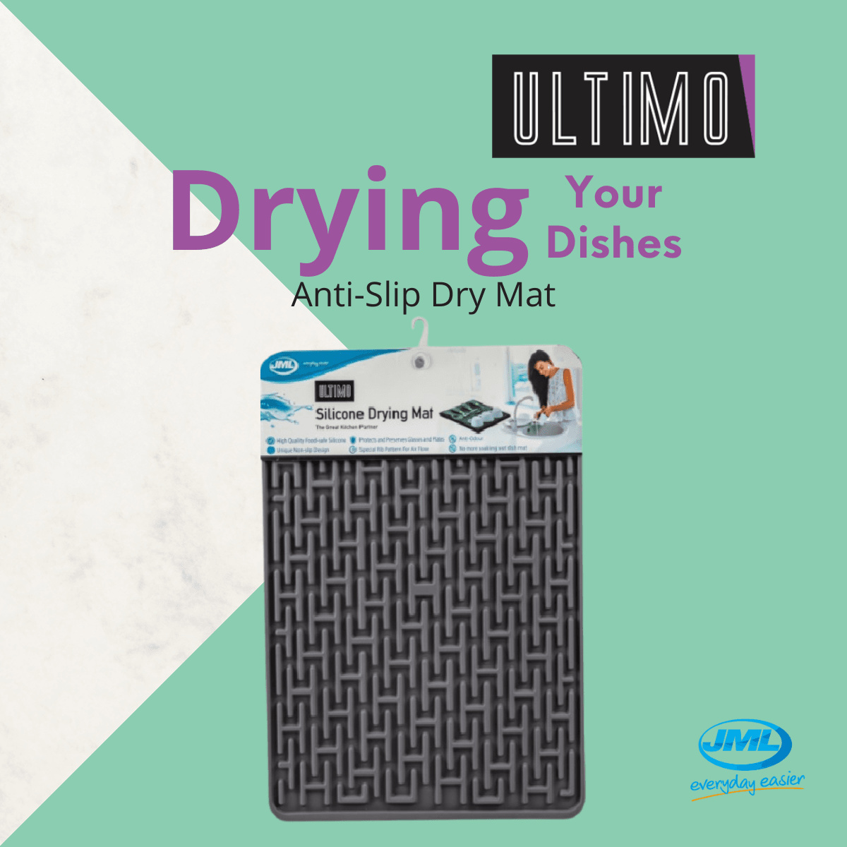 Qoo10 JML Official Non Slip Anti Odour Dry Mat Ultimo Silicone Dish Dryi. Kitchen Dining