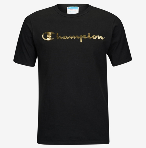 Champion Script Tee (Black with Gold Wordings) - Mens