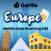 Gorilla Mobile Travel Roaming Data SIM card - Europe 5GB for a Month