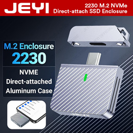 JEYI 2230 M.2 NVMe Direct-attach SSD Enclosure, USB 3.2 10Gbps In-line Aluminum Solid State Drive Wi