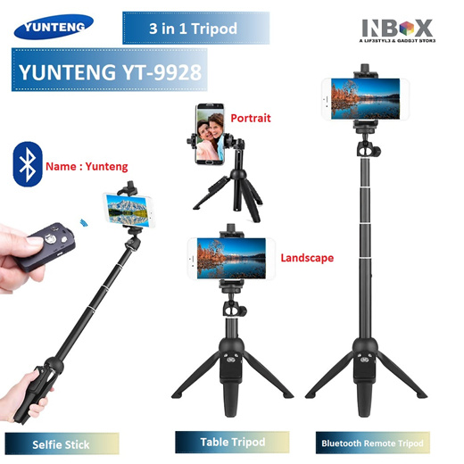 Yunteng YT-9928 Selfie Stick Vlog Tripod