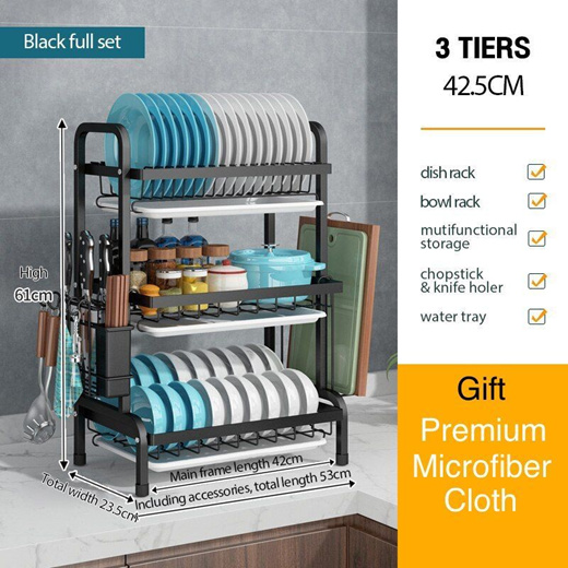 HK Dish Drainer Holder Multi-function Foldable Dish Rack Suit for