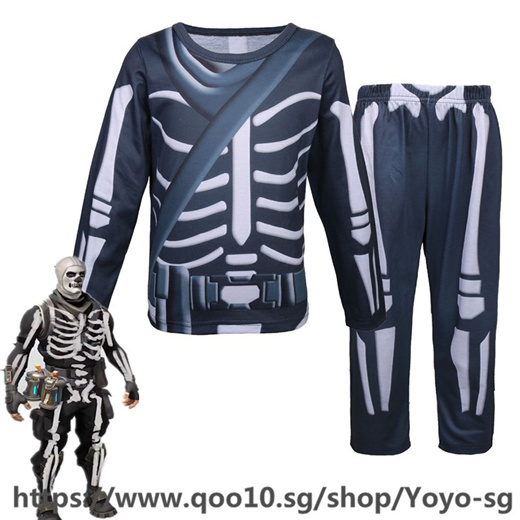 Qoo10 Children Halloween Roblox Skull Trooper Skeleton Cosplay Playing Cloth Kids Fashion - roblox skeleton shirt