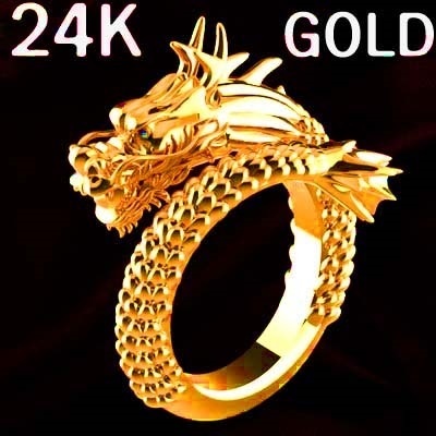 Qoo10 - 24K GOLD dragon ring! NEW 999 SOLID GOLD PLATE dragon REAL GOLD ...