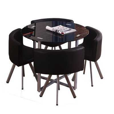 Spacious Coffee Dining Set - Glass Round (1+4)