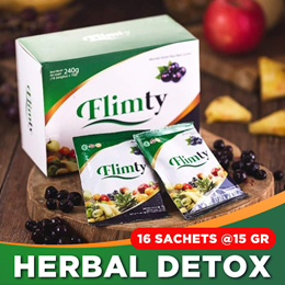 FLIMTY Fiber Herbal Detox Intestine - Weight Loss | Black Currant Flavor_16 Sachets x 15 Gr