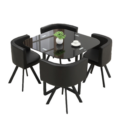 Spacious Coffee Dining Set - Glass Square (1+4)