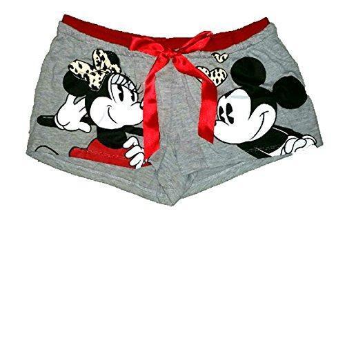 Disney Classic Mickey and Minnie Mouse Womens Boxer Shorts Grey Red