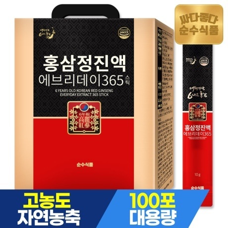 Pure Food 6-year-old red ginseng essence Everyday 365 100 packets (1 box) Red ginseng extract Red ginseng stick