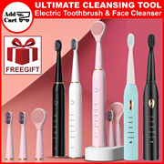 Electric Sonic Toothbrush + Face Cleanser (5 Mode/ USB/ Charging Station) Free Holder | Magnetic Cup