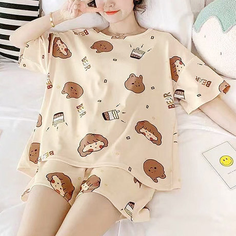 쉬블림로브 여성 홈웨어 캐릭터 패턴 반팔+반바지 잠옷 세트 GWD0224