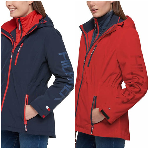 womens red tommy hilfiger coat