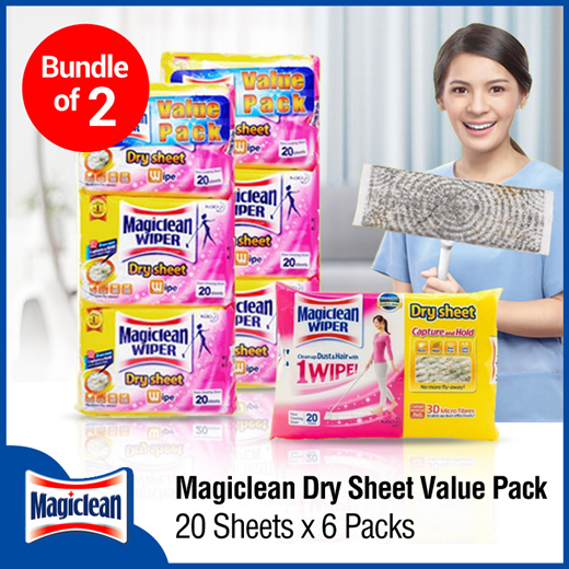★Bundle of 2★ Magiclean Wiper Dry Sheet Value Pack (Total 6x20s) 