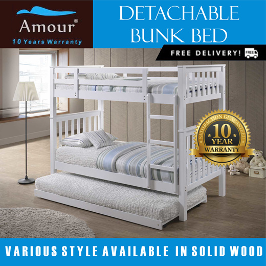 Detachable Bunk Bed With Pull-out Bed/Double decker bed/Single and Queen Size bunk bed