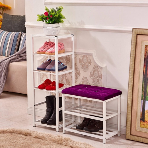 Qoo10 5 Tier Metal Shoe Rack 25cm 2 Tier Metal Shoe Bench Set White Purp Furniture Deco